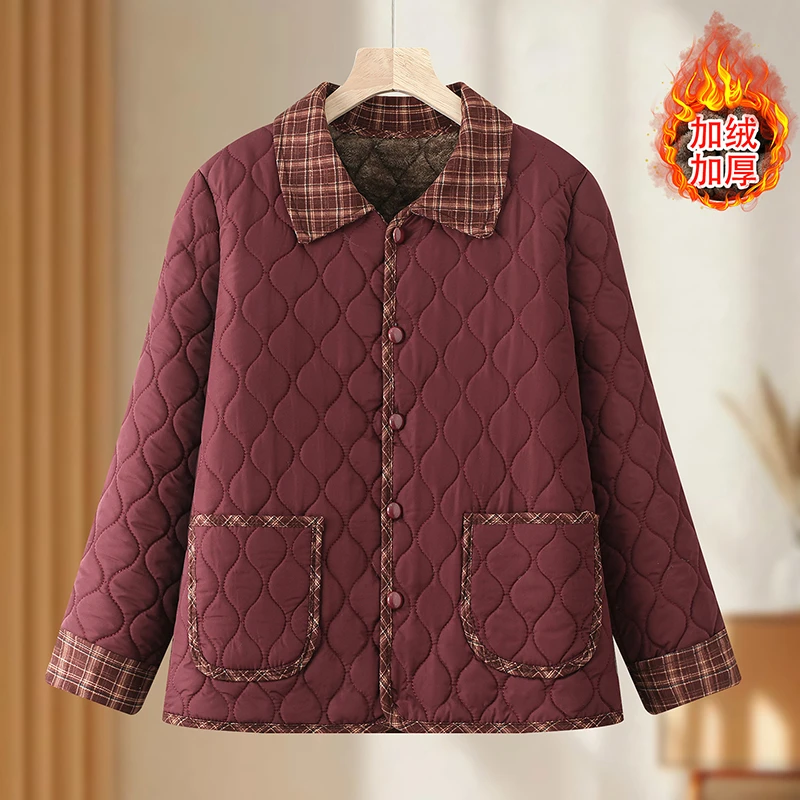 秋冬新款中年棉袄大码棉服时尚气质百搭洋气外套女装棉服