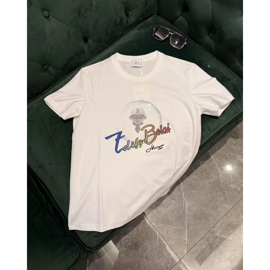 【路易理欧】2025欧货潮流休闲雅痞亮钻小老头休闲时尚T恤36062-1