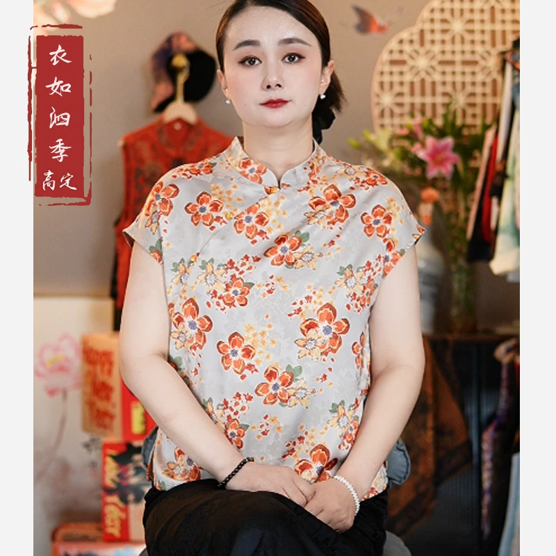 【如枫】1522夏季新款中式国风百搭休闲立领时尚气质短袖小衫