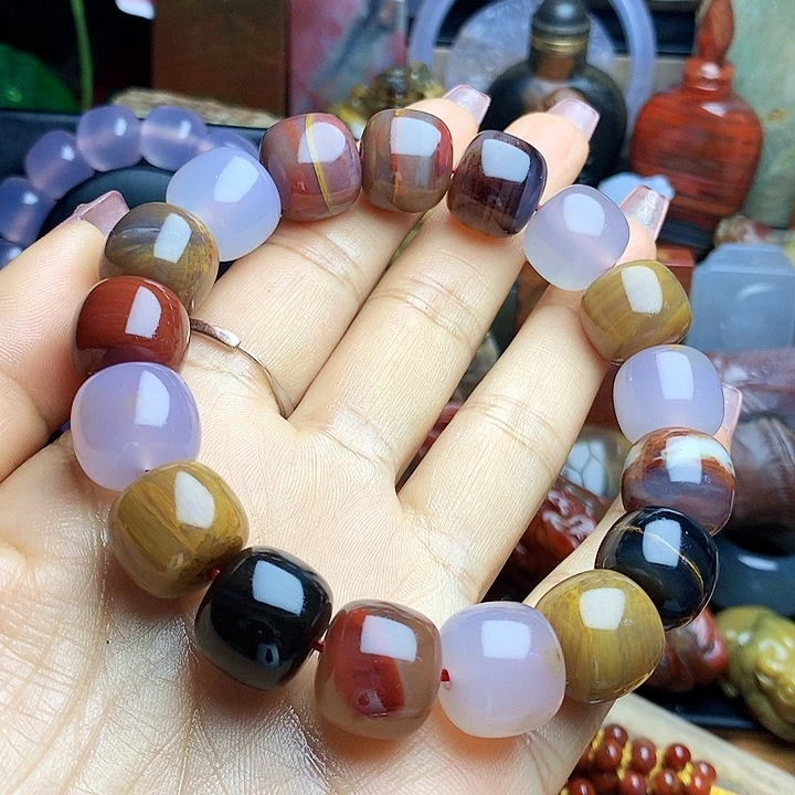 硅化玉未镶嵌手串精品冰种多宝手串jin