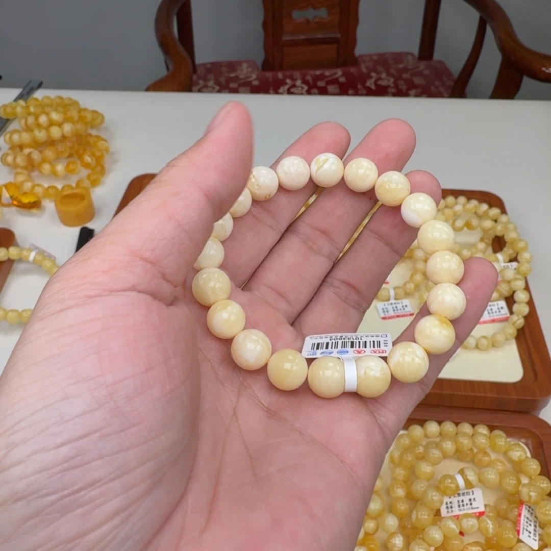 蓝珀未镶嵌手链蜜蜡手串