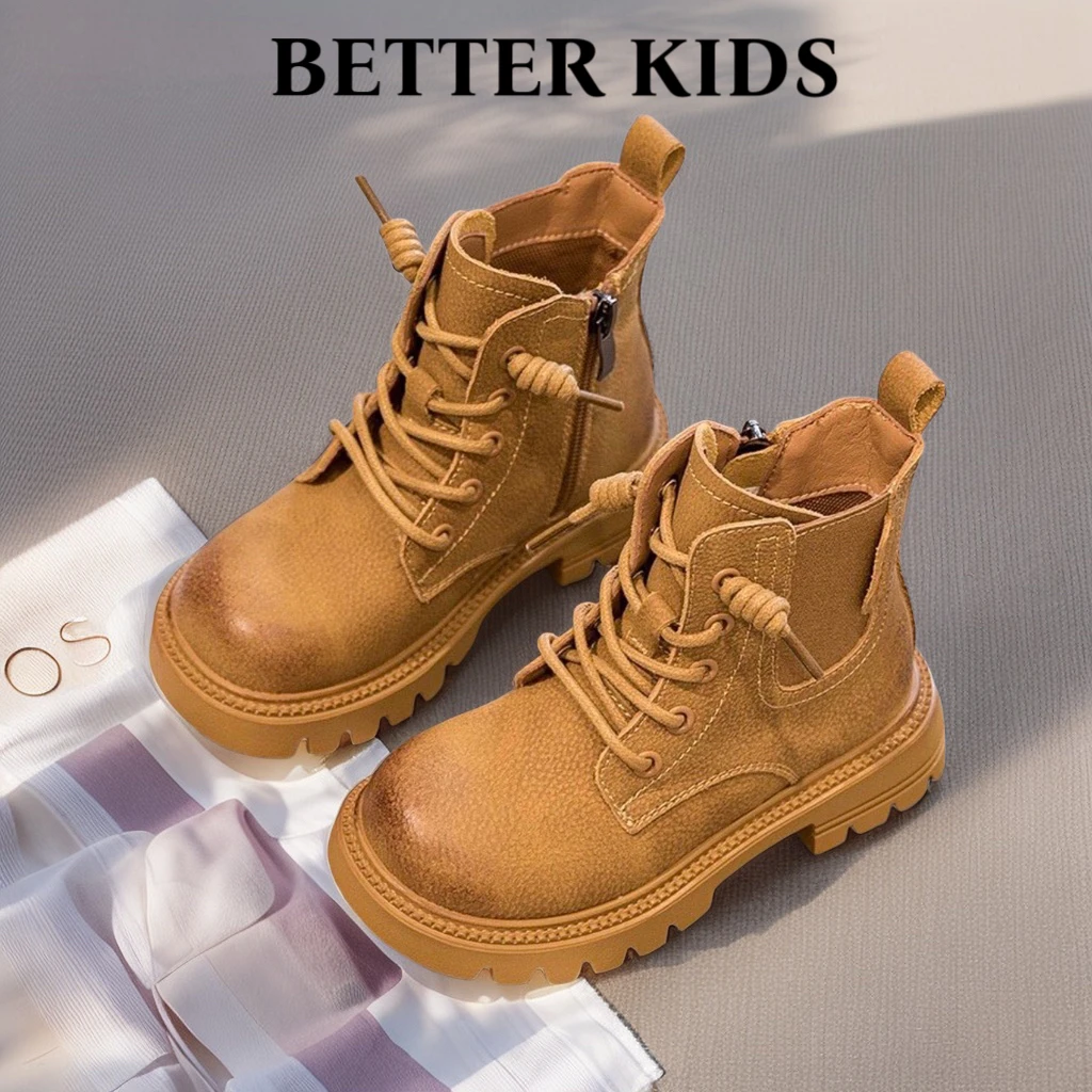 BETTER KIDS/马丁靴女童秋冬2025软底软皮儿童男童大黄靴短皮靴
