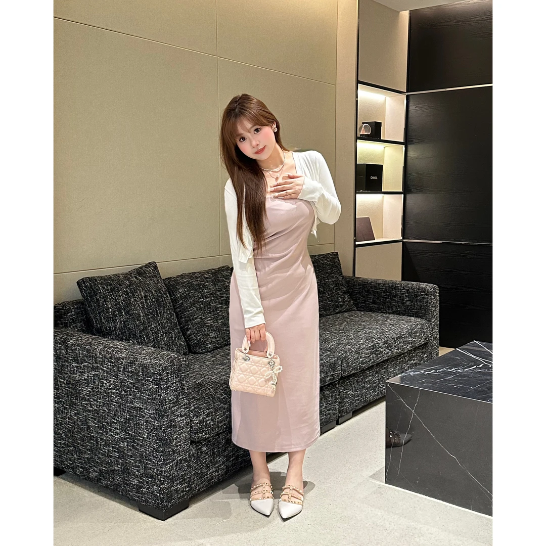 【木野娜娜】 定制纯色长短款两色吊带连衣裙显瘦时尚夏季气质轻熟