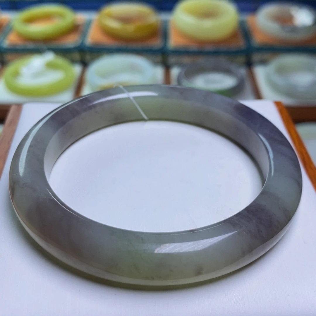 和田玉手镯未镶嵌青提紫葡萄 56