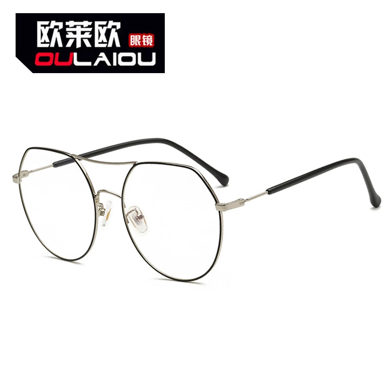 欧莱欧长脚套眼镜框 金属复古文艺方形蓝光电脑镜女款网红超轻