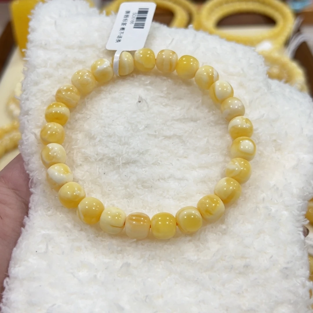 未镶嵌蜜蜡手串玺**宴8.5m金瓷白妖花手串