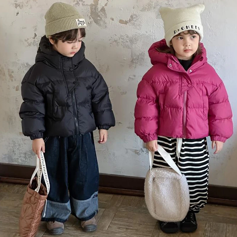 反季韩版冬儿童保暖羽面包服加厚洋气防寒服男女宝宝短款连帽外套