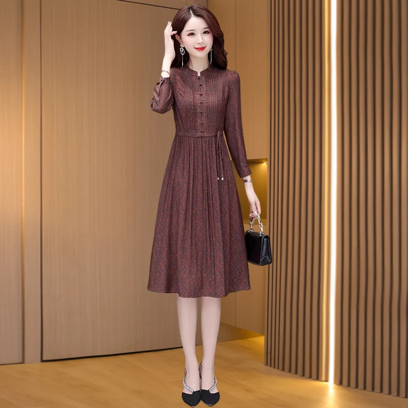 喜婆婆婚宴装长袖连衣裙2025新款秋小个子气质高级感女装品牌裙子