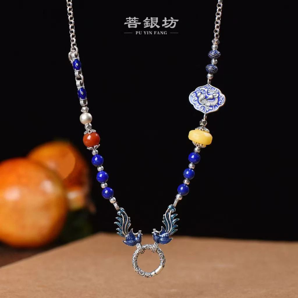 链子925银珐琅 【菩银坊】龙凤呈祥百搭链  65cm 20g+