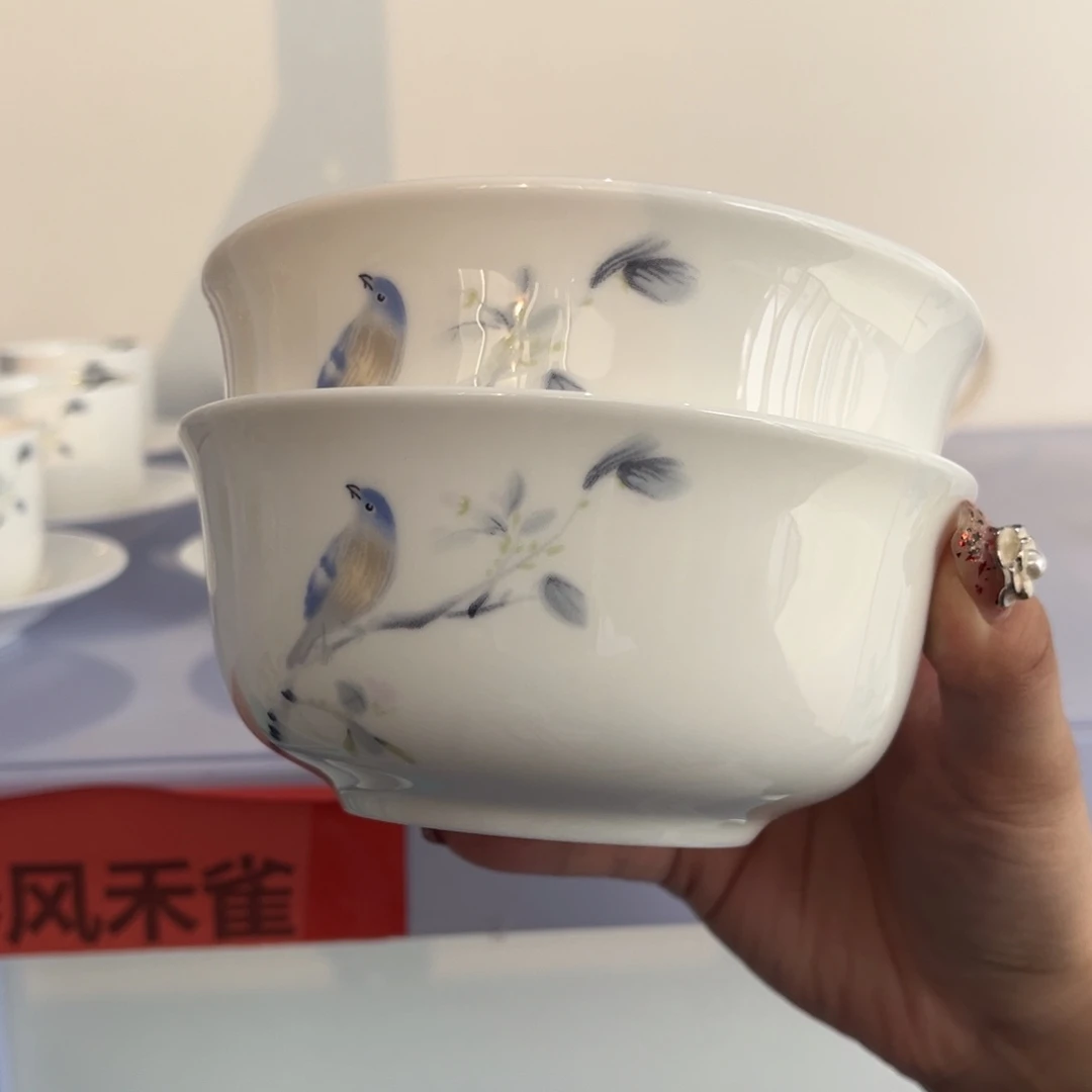 瓷片春风和雀5寸碗2只