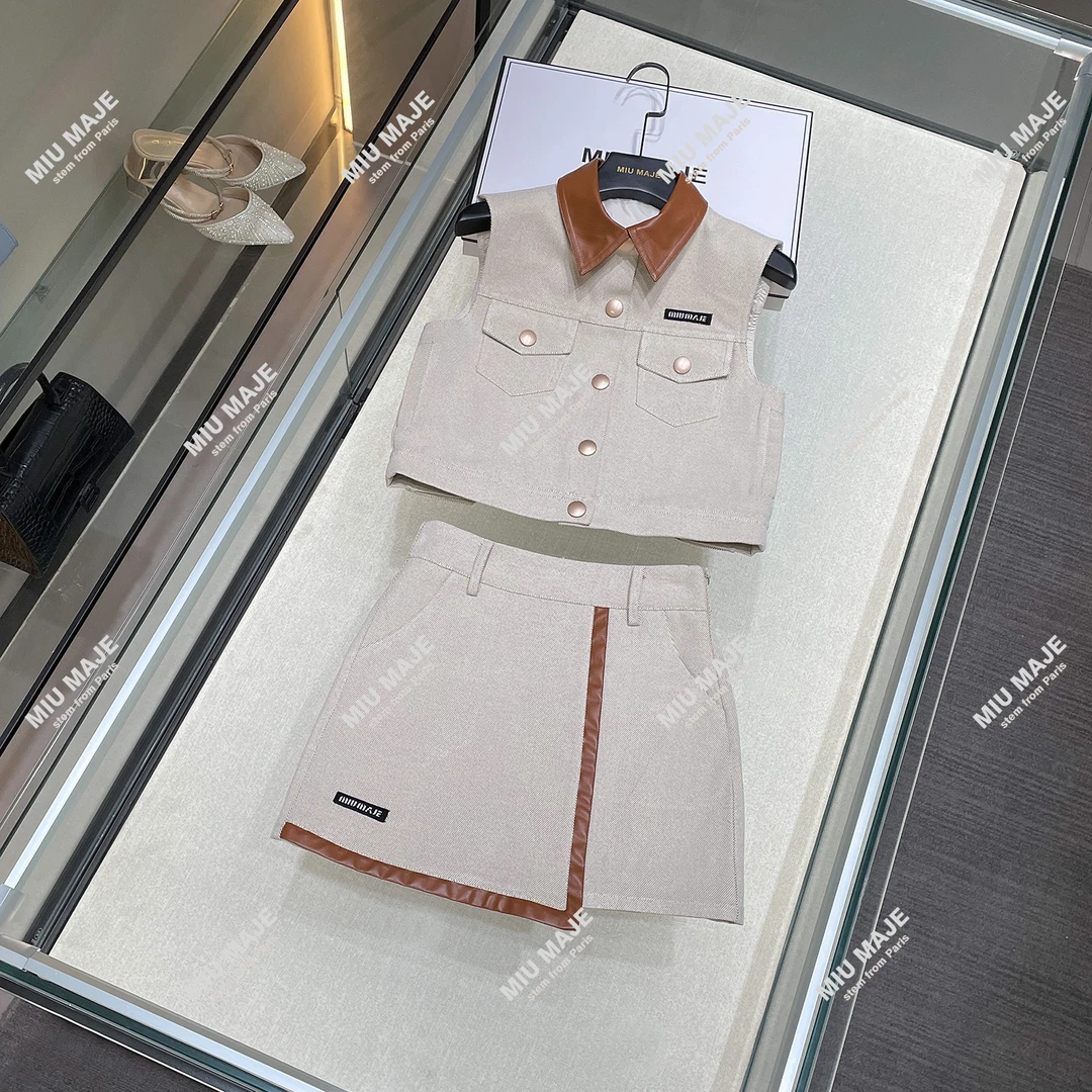 新款POLO领拼接字母刺绣时尚百搭无袖马甲上衣女DY4439