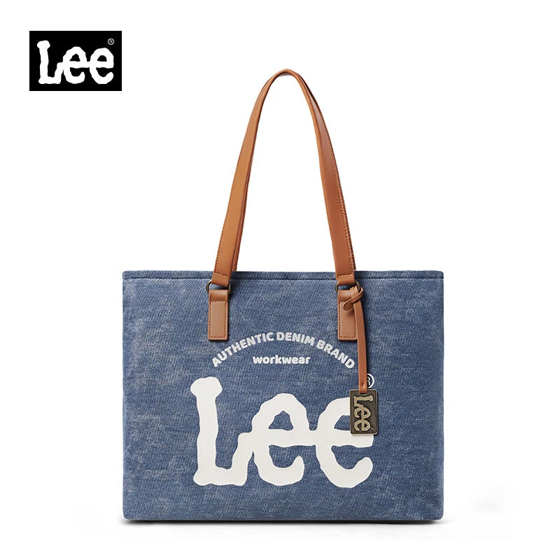 lee官方新款托特女包大容量学生上课单肩通勤牛仔包包女款