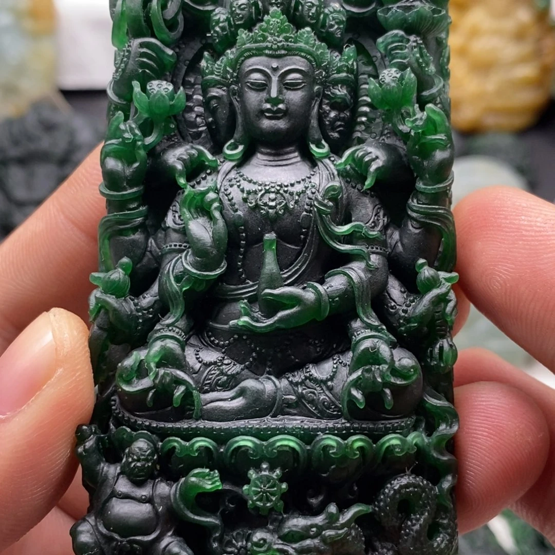 定制翡翠未镶嵌天然翡翠A货千手观音