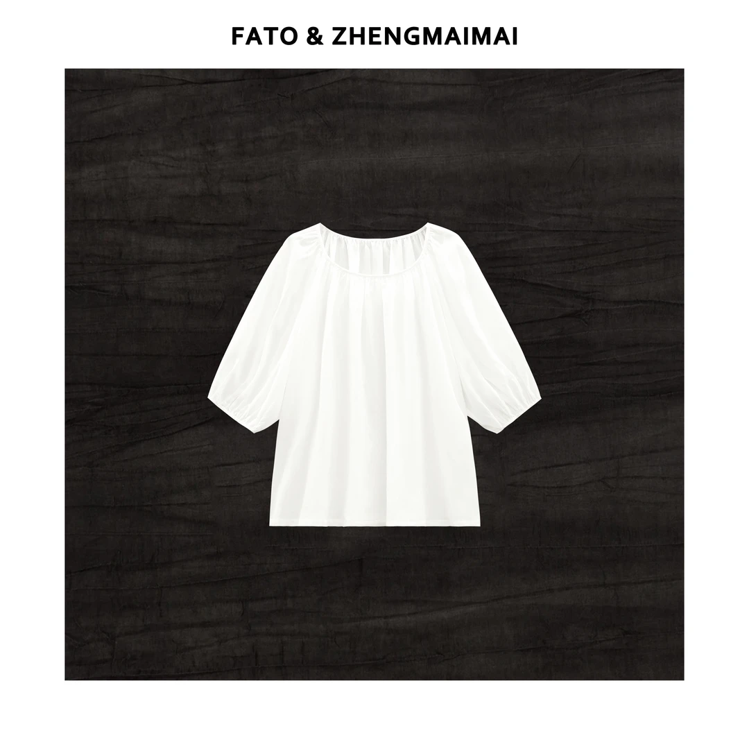 fattonny郑买买【水蒸气】夏款休闲百搭凉快纯色洋气小衫 YZ50529S1