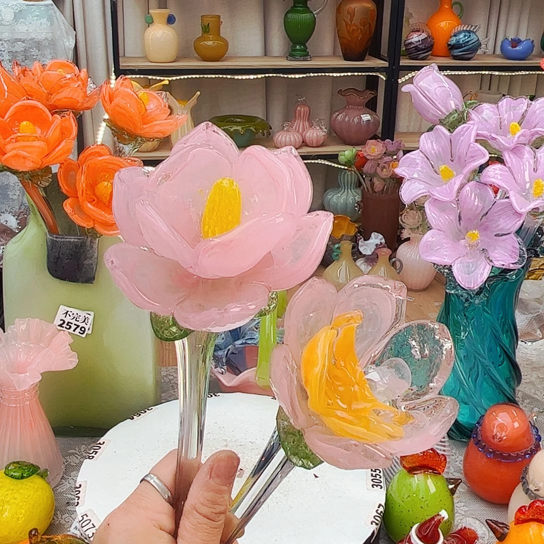 2朵瑕花 橘心瑕大5朵夜光福利花 福利家悦琉璃工艺品