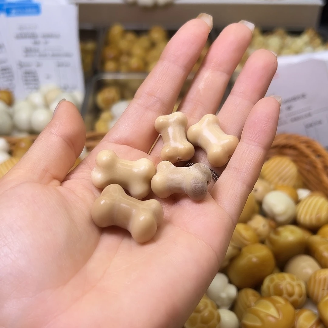 菩提根/象牙果手串瑕疵茶色骨头10颗有裂
