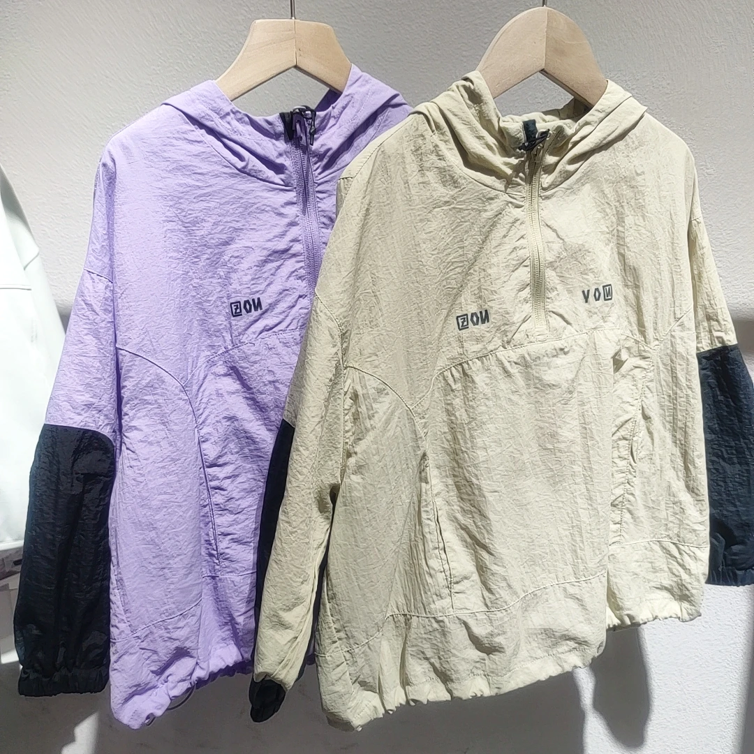 6105儿童春款半拉链拼色外套