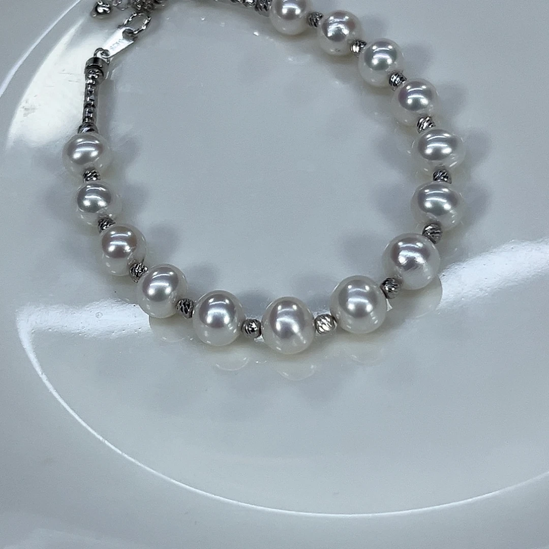 银S925镶嵌淡水珍珠颈饰