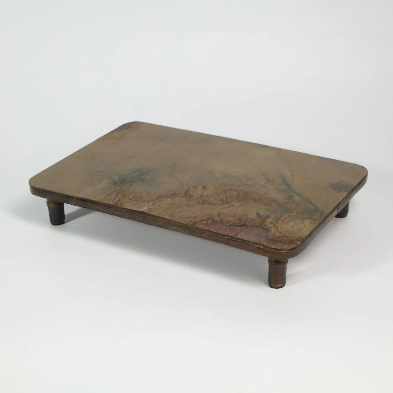 【细物慢造】大漆紫竹镶边岩石茶台（TC234）