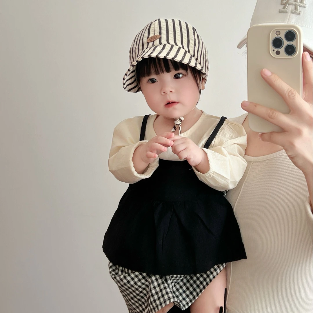 【原纱定制】宝宝帽子春夏出游韩系婴幼儿软沿条纹鸭舌帽男童遮阳帽