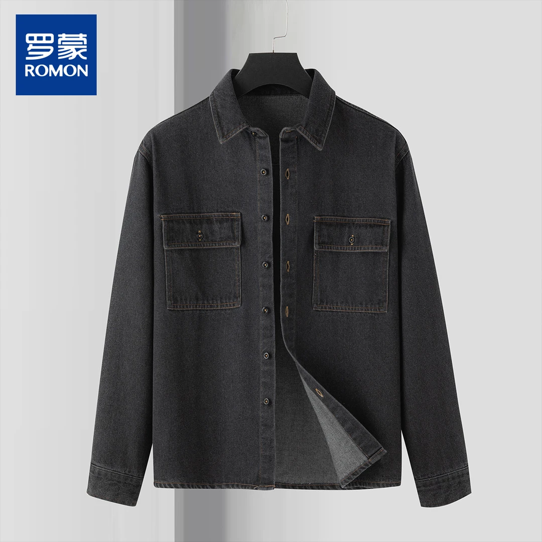 罗蒙复古水洗牛仔外套百搭工装衬衫男舒适19YZRX2320