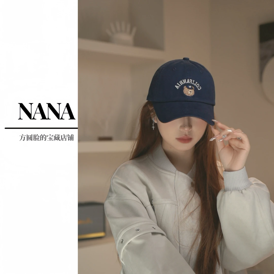 原创设计 韩版学院风小熊软顶棒球帽女春夏情侣显脸小遮阳鸭舌帽