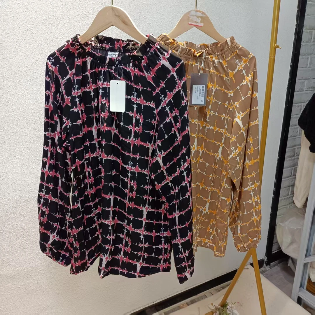 唯琳剪标   3仓P3-4-3819款   彩色立领格子长袖衬衣长68