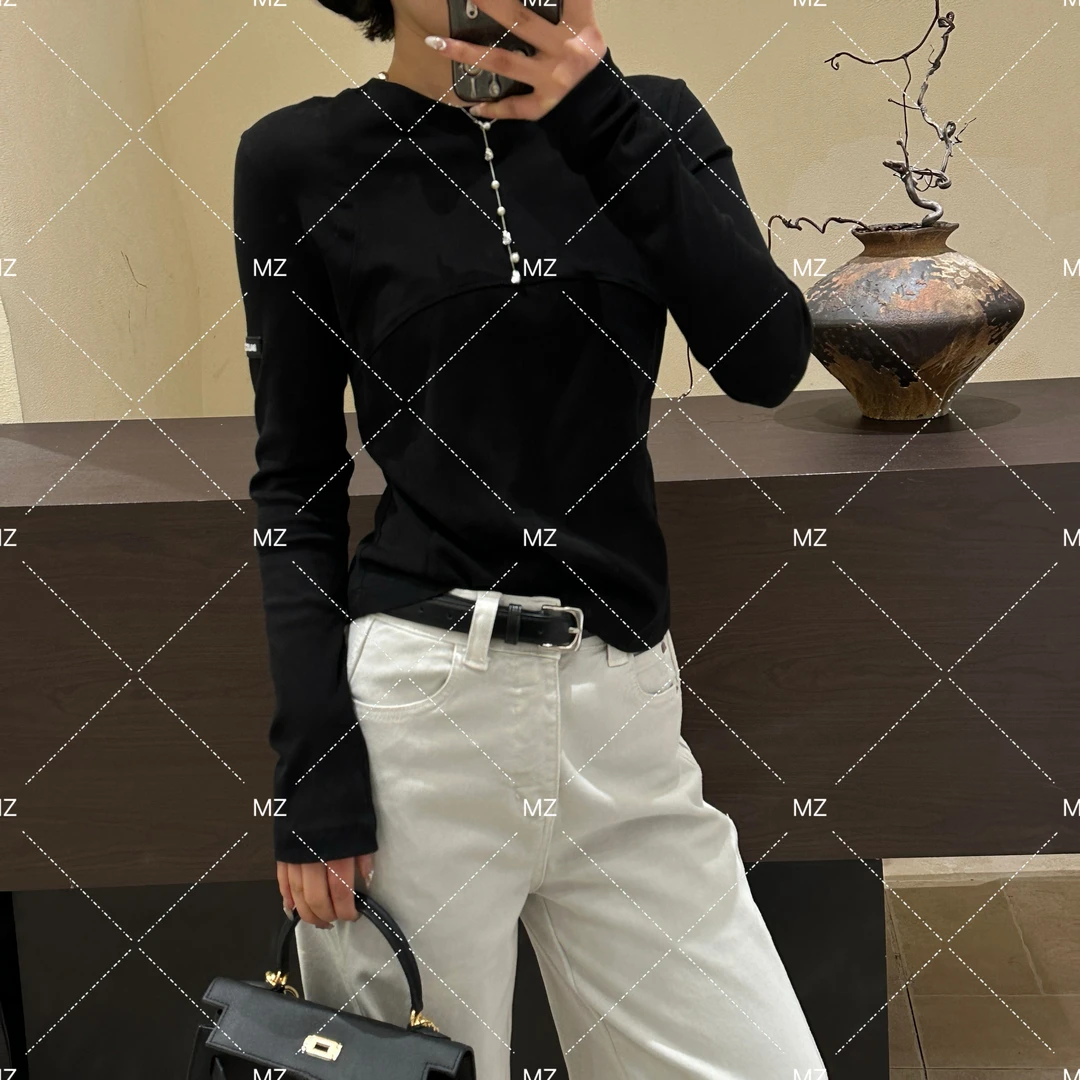 新款春季设计感显瘦拼接长袖体恤A706