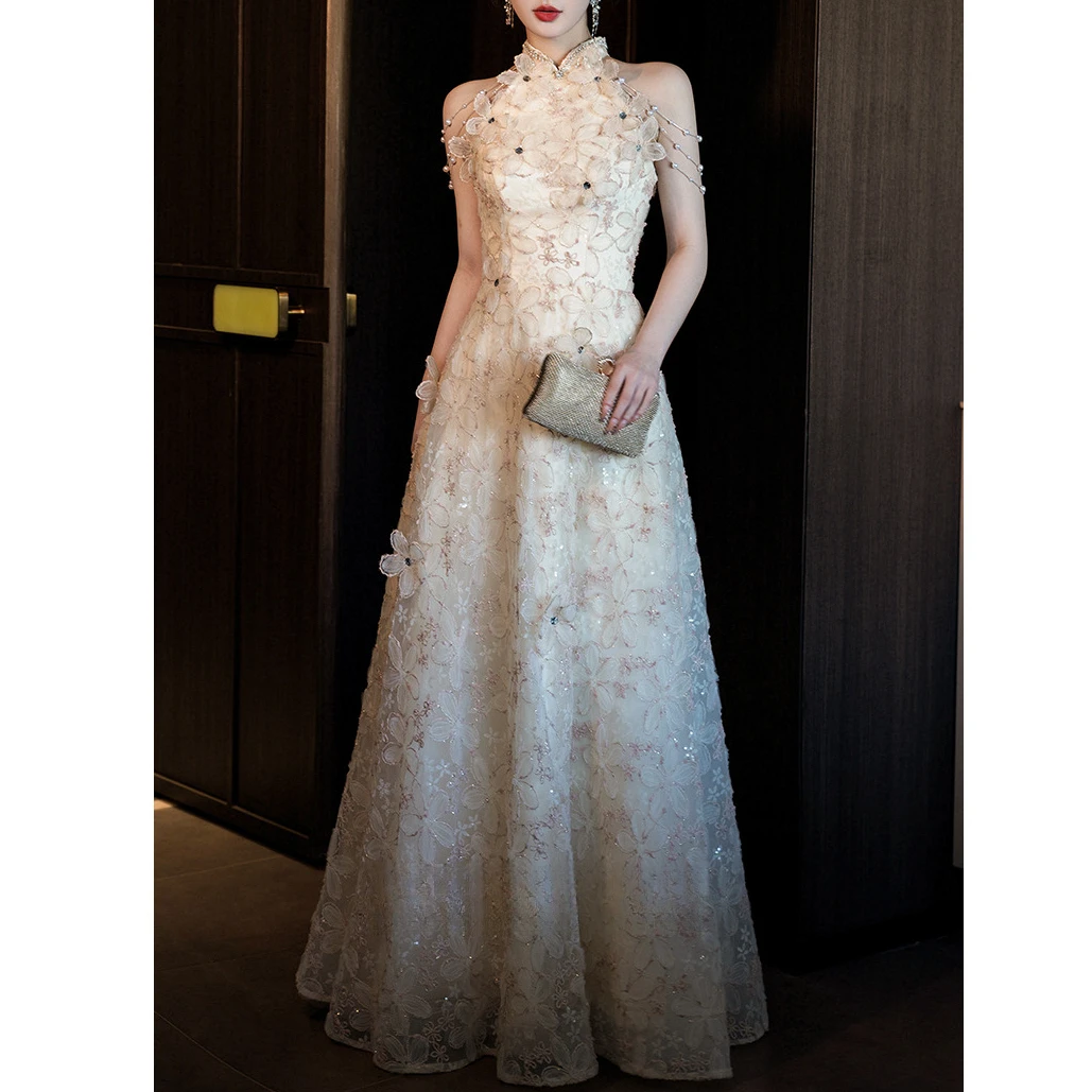 毕业晚礼服女2025新款气质长款新娘订婚敬酒服轻奢小众宴会公主裙