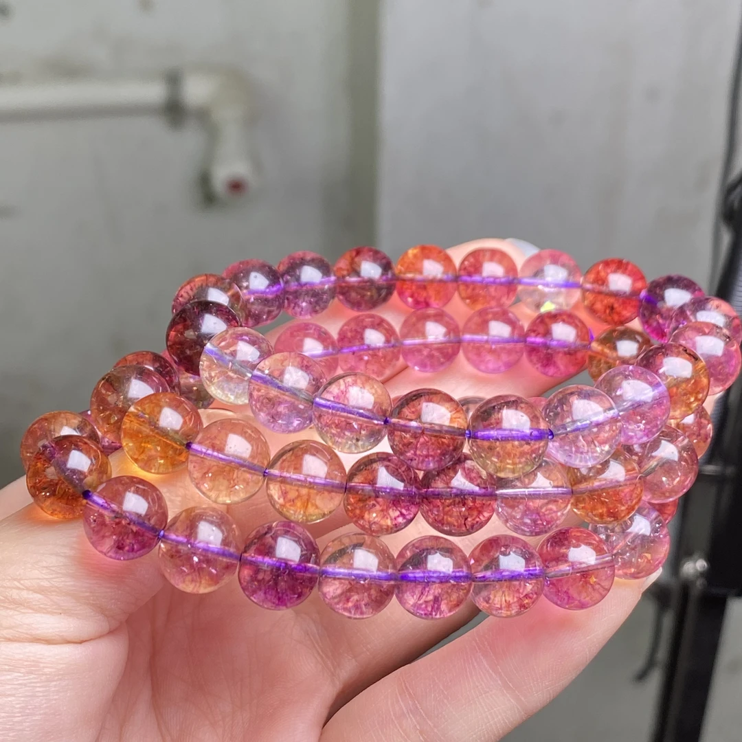 SJ-074号高品紫黄色10mm手链多样性发一件时尚