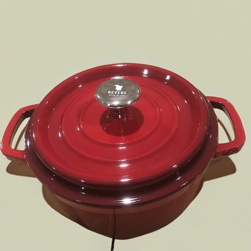 出美 红色22cm珐琅锅炖锅 22cm*9.5cm、容量三升