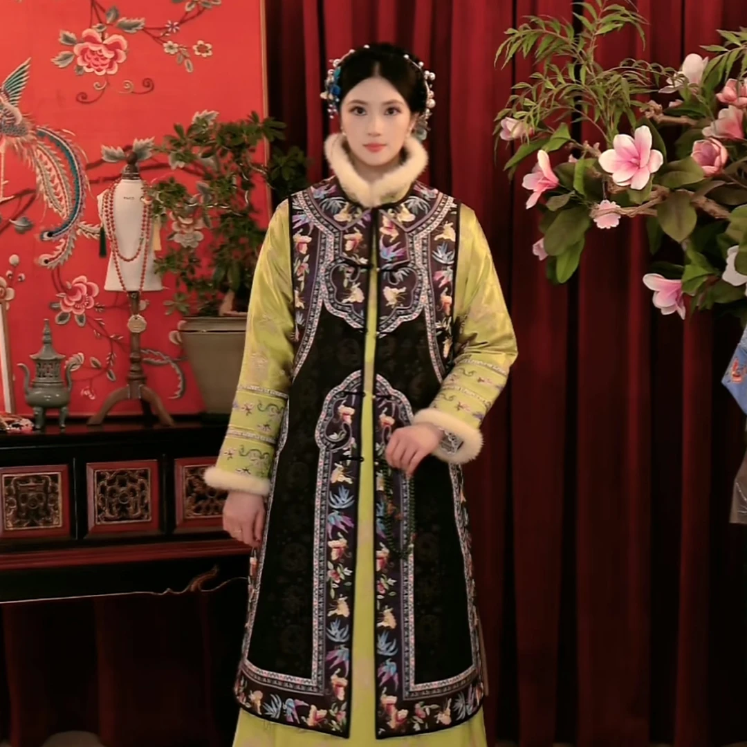 【煜秀堂】“墨绣”传统非遗中式如意刺绣清期大马甲