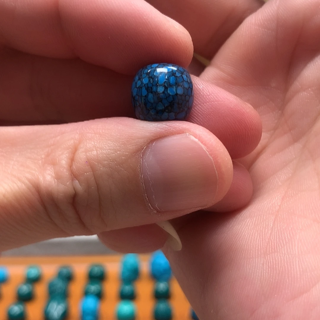 颈饰琉璃蓝花色12mm老行