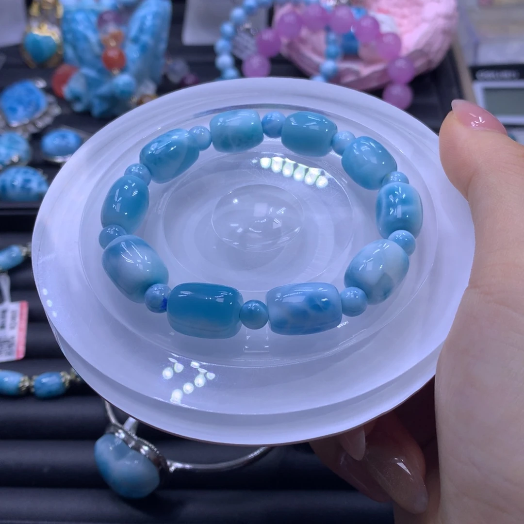 针钠钙石（海纹石）未镶嵌手串颜色略差异