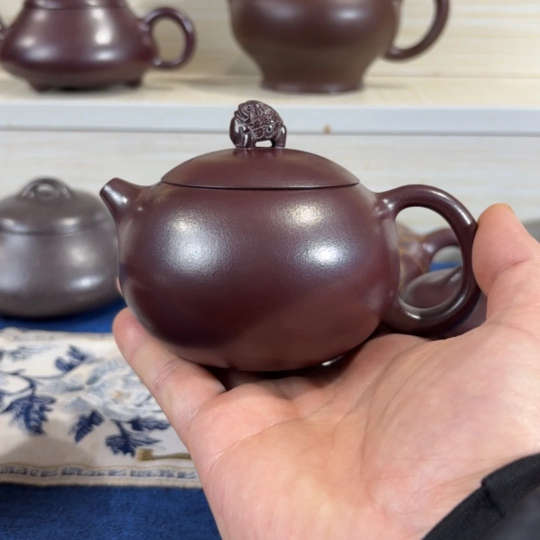 紫砂茶壶惬**起全手工高温龙血砂金蟾西施壶
