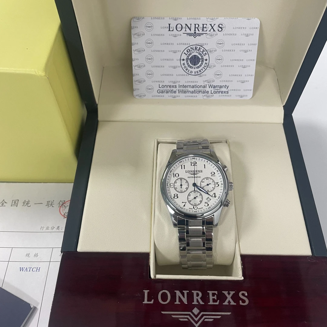 LONREXS/名匠三眼六针/表径41mm男士经典全自动腕表