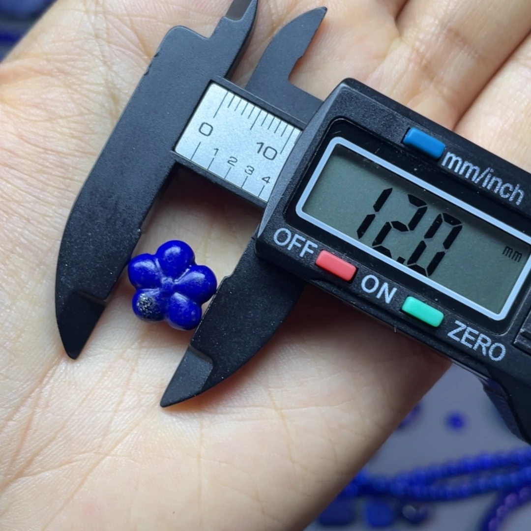 青金石未镶嵌12mm梅花配饰