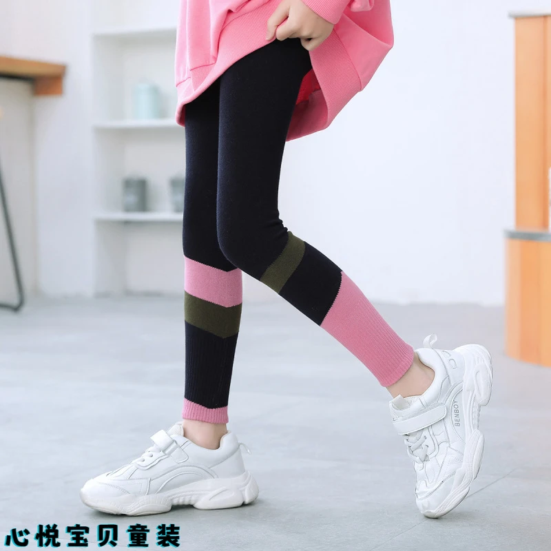 撞色运动女童打底裤春秋外穿中大童裤子修身儿童运动裤洋气春夏潮
