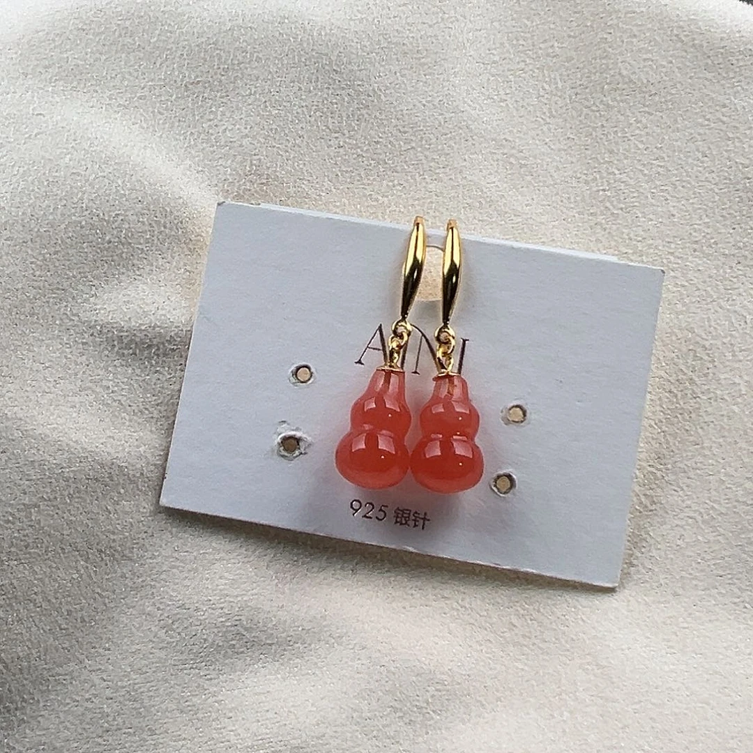 南红玛瑙银S925镶嵌手链冰粉耳坠