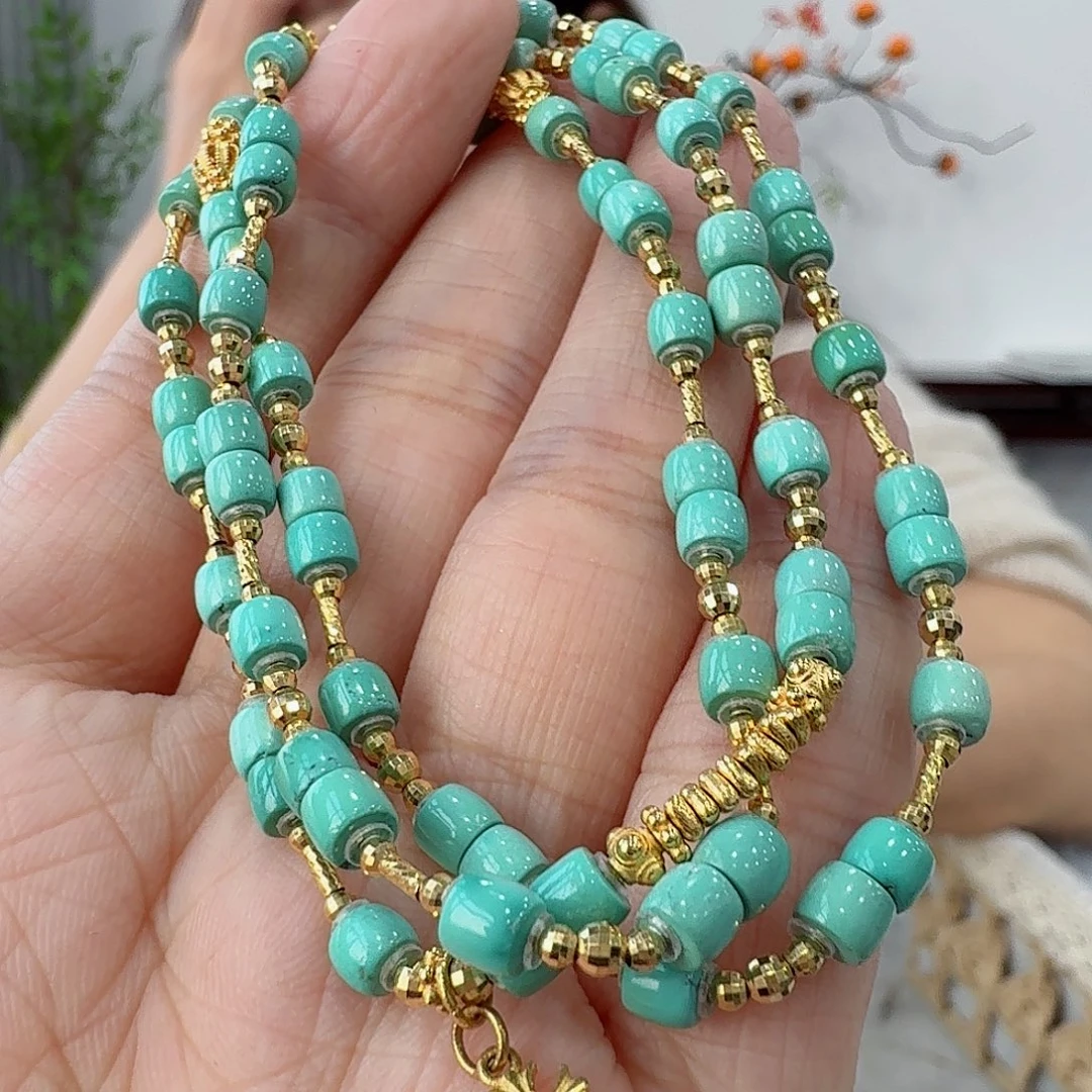 绿松石18K金镶嵌珠宝奇石