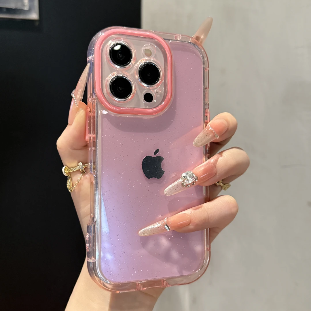 个性椭圆气囊闪粉适用苹果16promax手机壳15promax轻奢14高级13新
