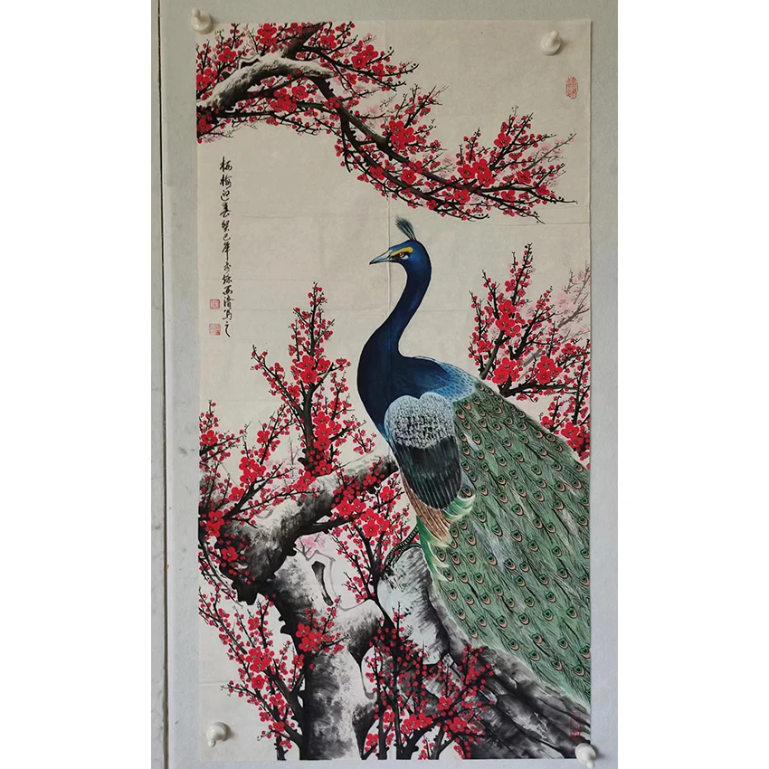 3068  纯手绘老字画《梅花》中堂  尺寸 113×60