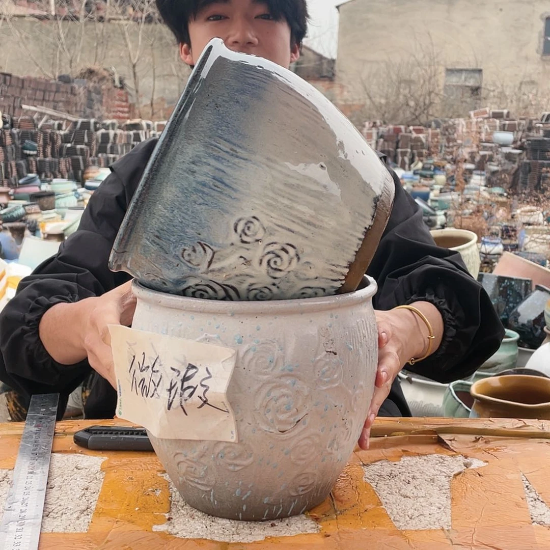 宜兴紫砂粗陶花盆