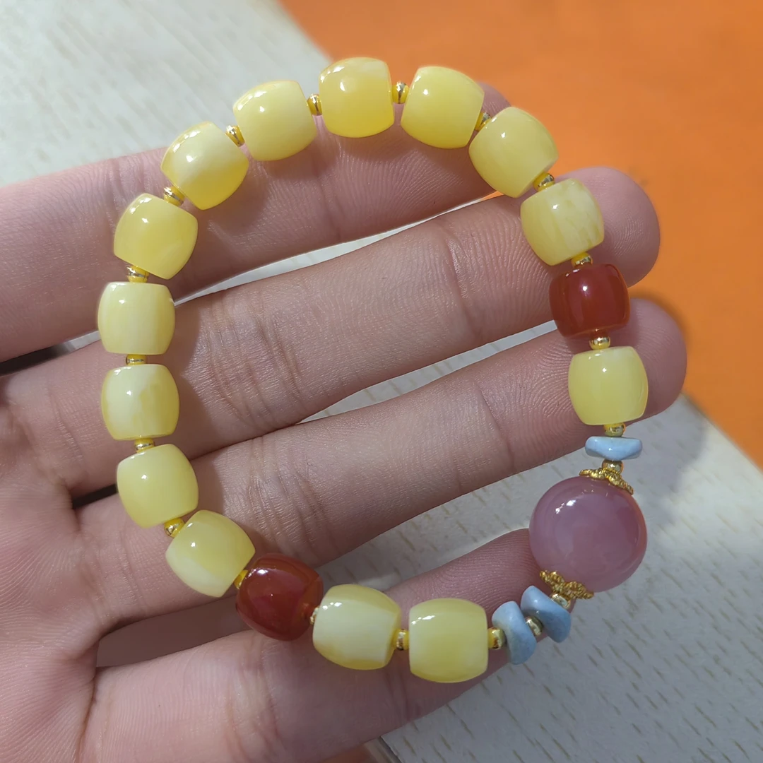 单圈白花蜡直切玛瑙手链