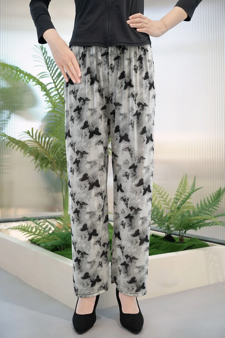 妈妈裤九分裤松紧速干裤休闲裤奶奶裤冰丝裤夏季微弹力阔腿裤薄款