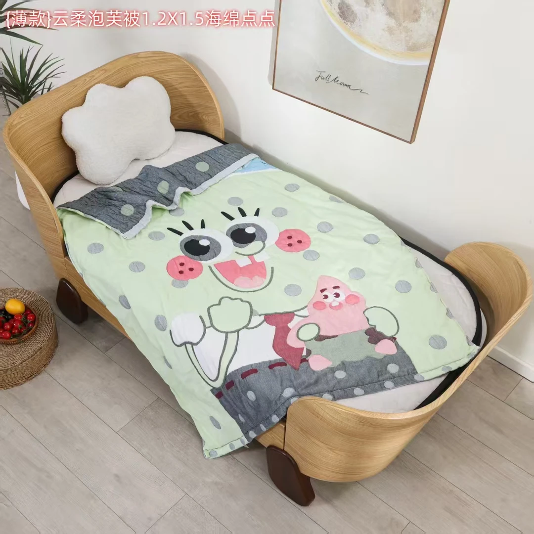【点点宝贝绿】120*150cm亲肤可爱卡通柔软纱布泡芙被