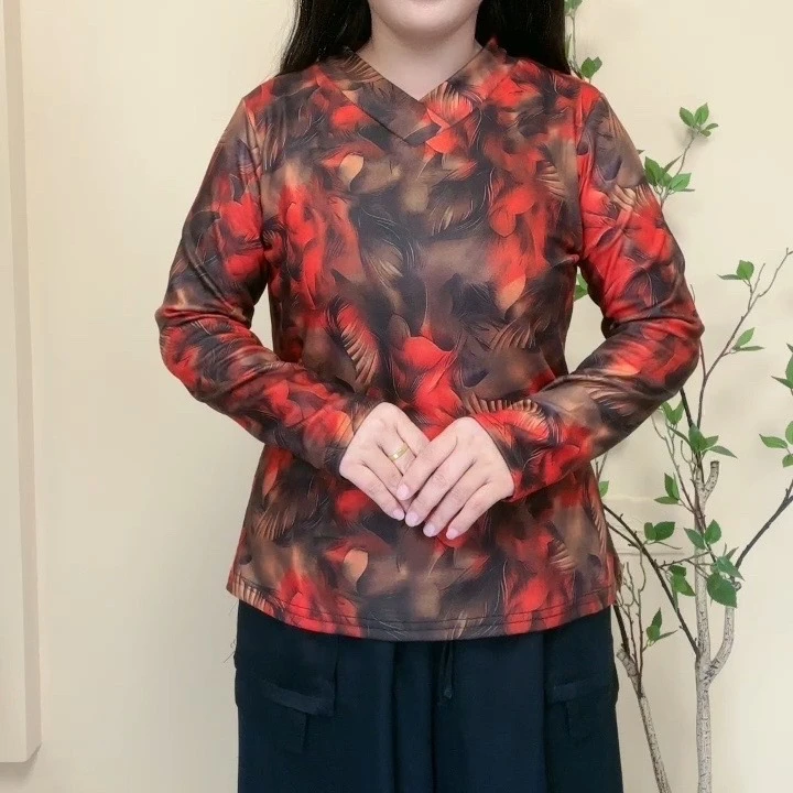 秋冬加绒加厚半高领洋气百搭弹力时尚显瘦打底衫气质长袖妈妈装