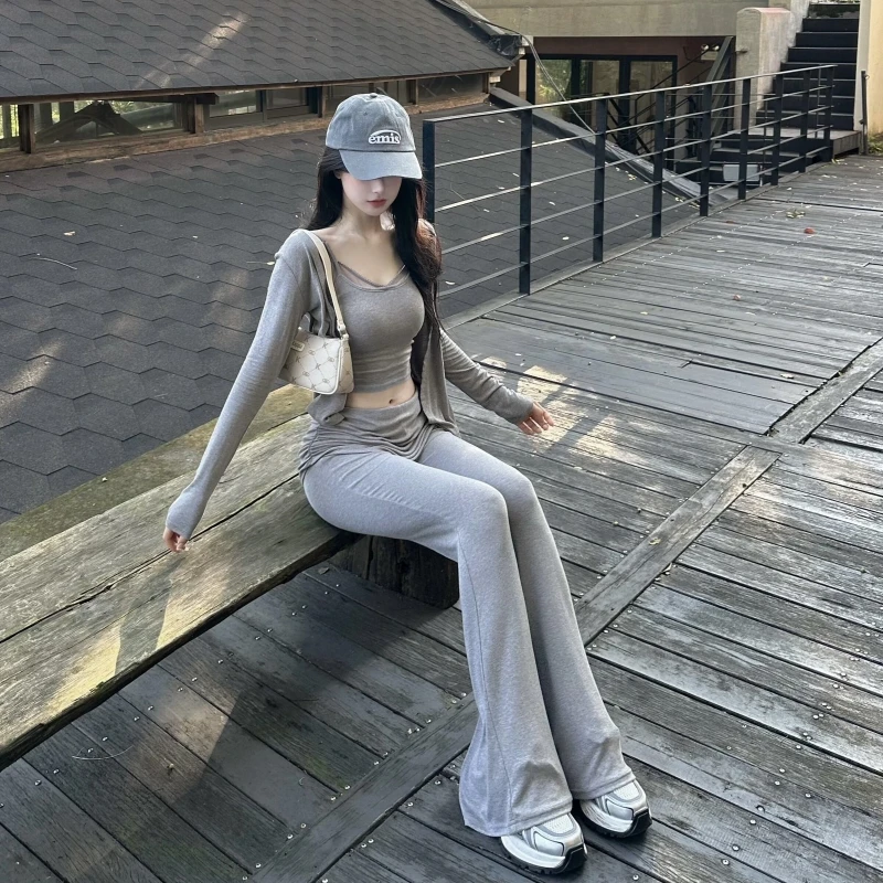 180高个子175加长美式辣妹低腰翻边微喇卫裤女修身显瘦休闲瑜伽裤