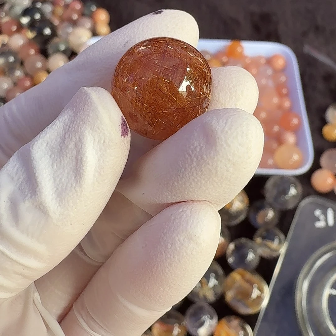 水晶珠宝半成品未镶嵌清**月铜发晶15.6mm定制不退换