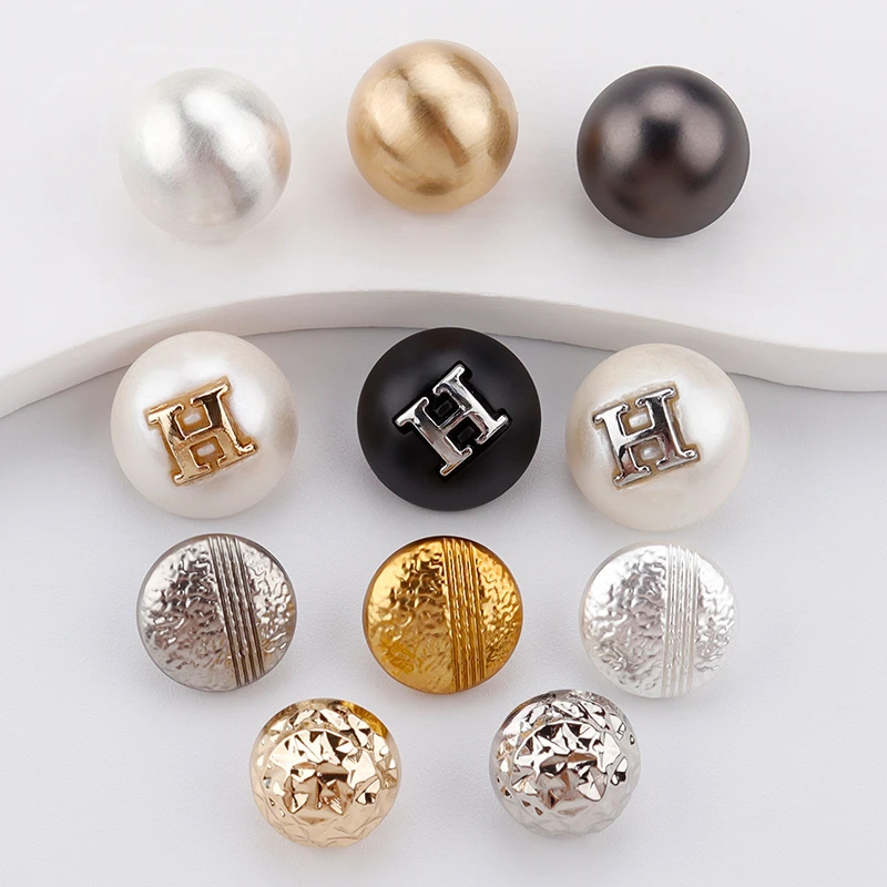 高端轻奢H字母小香风纽扣针织衫衬衣装饰扣子金银色蘑菇手缝扣
